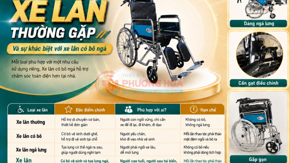 So sánh xe lăn có bô ngả và các loại xe lăn thông thường